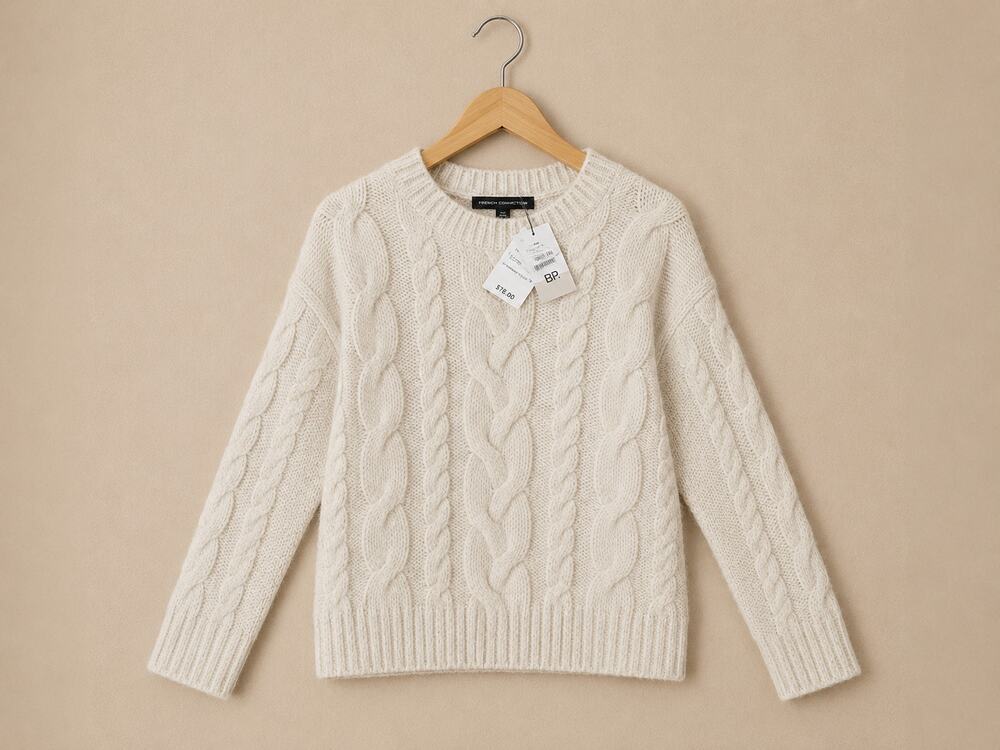 NWT BP Brass Plum Oversize Cotton Cable Sweater NEW Size XXS